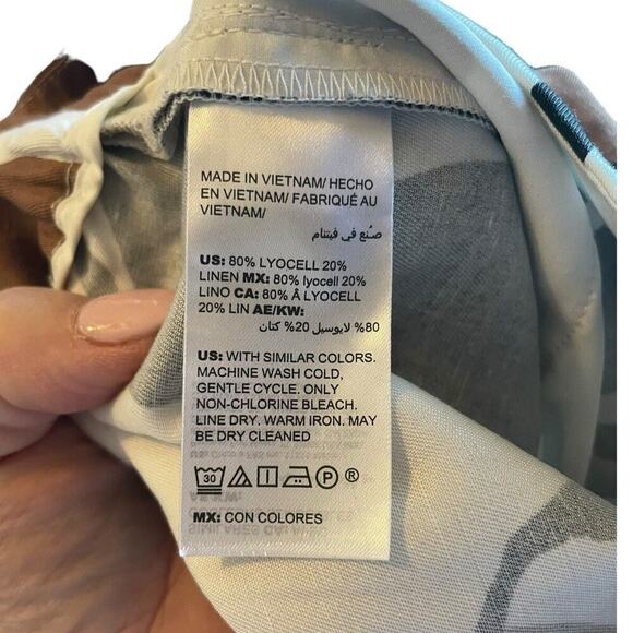 Chico’s NEW 2.5R Straight Leg Pants Abstract Multicolor Linen Blend Womens 14R - Picture 9 of 9